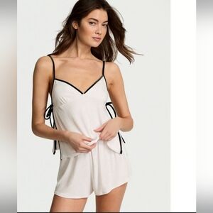 Victoria's Secret White Pajama Set with Black Accents